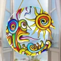 Bohemian style colorful acrylic sun hanging ornament - Abstract Face Style (8) / 15x15x0.2cm