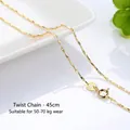 45cm 14K gold plated S925 silver ingot chain necklace for women - Yuanbao Chain / 45cm / Gold