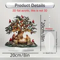 2D flat acrylic Christmas nativity ornament with tree and red birds decoration - Nativity Holy Family Scene (6)