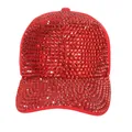 Modieuze rode baseballpet volledig bezet met fonkelende rode strassteentjes voor de zomer - M (56-58cm) / Rood