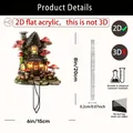 Decorative mushroom house garden stake made of 2D flat acrylic with height measurements - 8