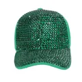 Stijlvolle groene honkbalpet met sprankelende strasstenen voor modebewuste mensen - M (56-58cm) / Groen