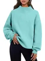 Cozy oversized mock neck sweatshirt in turquoise for women's trendy autumn fashion - S / Tops / Emerald