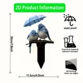 Acrylic garden stake decoration featuring two blue birds under an umbrella for plant pots - 11