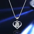 Collier avec pendentif en forme de cœur en argent S925 et un zircon central brillant - Collier Platine