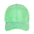Neon groen modieuze baseballpet volledig bedekt met iriserende fonkelende strass - M (56-58cm) / Lichtgroen