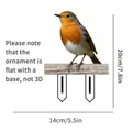 Flat acrylic European Robin garden stake ornament with 20cm height and 14cm width - 13
