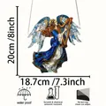 Stained glass angel suncatcher playing harp whimsical window hanging decoration gift - 15*15*0.2 / Harp Angel (40)
