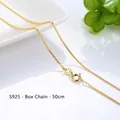 S925 sterling silver gold plated 50cm box chain necklace for women - Box Chain / 50cm / Gold