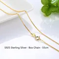 Gold-plated S925 sterling silver box chain necklace, 55cm length variant. - Box Chain / 55cm / Gold