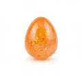 Vibrant orange egg-shaped squishy stress relief toy with shiny gold glitter flakes - Orange Glitter Egg / OPP Bag