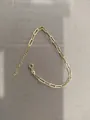 Elegant gold-plated paperclip link chain necklace with adjustable extension chain - Paperclip Chain / 19+5cm / Gold