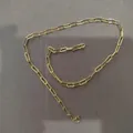 Elegant 14K gold plated paperclip link chain necklace for women fashion jewelry - Paperclip Chain / 45cm / Gold