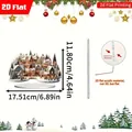 2D flat acrylic Christmas village ornament with snowman and snowy house design - European Snowy Town Scene (19)