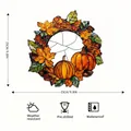 Stained glass suncatcher wreath featuring pumpkins and maple leaves, 9.8 inch diameter - 15*15*0.2 / Autumn Pumpkin and Maple Leaf (47)