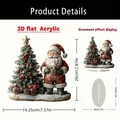 2D flat acrylic Christmas Santa and tree ornament showing detailed product size dimensions - Santa Claus and Cedar Tree Style (20)