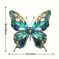 Blue and teal stained glass butterfly suncatcher hanging decor size 8x8 inch - 15*15*0.2 / Blue and Gold Butterfly (37)