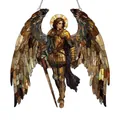 Whimsical angel warrior stained glass suncatcher window hanging decoration ornament - 15*15*0.2 / Archangel Warrior (48)