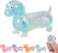 Glittery dachshund stress relief squeeze toy in multiple colors for adults and kids - Blue Dog / OPP Bag