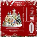 Festive resin Christmas village ornament featuring snowmen and light-up houses, 20cm - Glowing Snowman and House Scene (22)