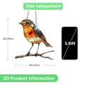 Whimsical 2D stained glass bird sun catcher for windows shown with size comparison - 15*15*0.2 / Mosaic Bird (49)