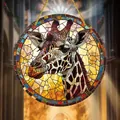Artistic round bohemian stained glass giraffe acrylic hanging ornament for home decor - Mosaic Giraffe Style (25) / 15x15x0.2cm