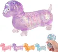 Sparkly glitter dachshund stress relief squeeze toy in gradient purple pink and blue - Purple Dog / OPP Bag