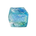 Vibrant translucent blue gradient squishy cube toy with embedded sparkling glitter - Lake Blue Aurora Cube / OPP Bag