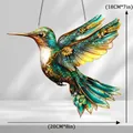 Whimsical colorful bird stained glass suncatcher with floral patterns for window decor - 15*15*0.2 / Golden Flower Hummingbird (62)