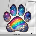 Whimsical rainbow stained glass dog paw suncatcher for window hanging decoration - 15*15*0.2 / Rainbow Cat Paw Style (63)