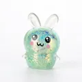 Cute rabbit squishy toy with green glitter filling for stress relief and sensory play - Green Rabbit 6cm / OPP Bag