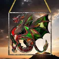 Colorful stained glass style dragon acrylic hanging panel for indoor and outdoor decor - Western Mythological Dragon Style (36) / 15x15x0.2cm