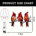 Cardinal stained glass suncatcher size chart with 7.9x5.5 inch dimensions - 15*15*0.2 / Three Cardinals Style (57)