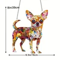 Colorful stained glass Chihuahua dog suncatcher window hanging decoration - 15*15*0.2 / Colorful Chihuahua Style (28)