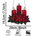 Red Christmas candles and poinsettia painted glass suncatcher for whimsical window decor - 15*15*0.2 / Christmas Red Candles & Poinsettia Style (33)