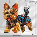 Colorful stained glass Yorkshire Terrier dog suncatcher window hanging, size 20cm by 8in - 15*15*0.2 / Mosaic Yorkshire Terrier Style (39)