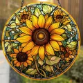 Bohemian style colorful acrylic sunflower stained glass decorative hanging disc - Sunflower Stained Glass Style (50) / 15x15x0.2cm