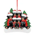 Handbemalter Weihnachtsschmuck mit fünf Schwarzbären in Weihnachtsmützen und roten Schals - 6 Schwarzbären Stil