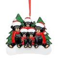 Ornement de sapin de Noël famille ours noir avec bonnets de Père Noël et écharpes - Style 5 Ours Noirs