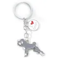 Detailweergave van zinklegering Schnauzer hondensleutelhanger met I Love Dogs bedel - Grijze Schnauzer (M10192)