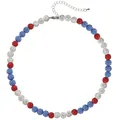 10mm red white and blue rhinestone ball baseball sports necklace with adjustable chain - Red, White and Blue Rhinestone Ball Style