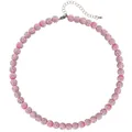 Pink adjustable sports baseball necklace featuring 10mm glittering rhinestone disco ball beads - Pink Rhinestone Ball Style