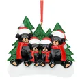 Customizable Christmas ornament featuring a black bear family of four with trees - 4 Black Bears Style
