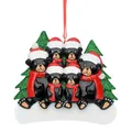 Family of 5 black bears wearing Santa hats Christmas tree hanging ornament decor - 6 Black Bears Style