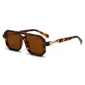 Stylische Doppelsteg-Sonnenbrille mit Schildpatt-Rahmen und braun getönten Brillengläsern - Wie abgebildet / C4-Schildpatt-Rahmen goldener Schildpatt-Bügel-Teefarbene Gläser
