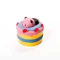 Panda cake squishy toy in pink and yellow with slow rebound texture for stress relief - Panda Head Cake