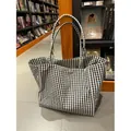 Large capacity black and white checkered gingham tote bag for women daily commute - 48*34*24cm / Black and White Plaid