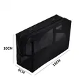 Schwarze Mesh-Kosmetiktasche 18x10x6cm für Reise-Toilettenartikel und Make-up Tasche - Mittleres Quadrat / Schwarz