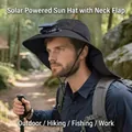 Cappello professionale da pescatore nero con ventola solare per attività all'aperto - Regolabile / Nero (Ventilatore solare potenziato)