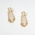 Water-drop glass pendant with zircon inlay and golden finish for DIY jewelry - Approx. 7x16mm Teardrop / White Jade